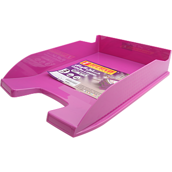 CORBEILLE A COURRIERS EN PLASTIQUE VIOLET FLUO "TECHNO" REF: 9775