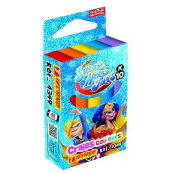 CRAIE COULEUR DE 10 PIECES MOTIF SUPER HERO GIRLS "TECHNO" REF: 4349