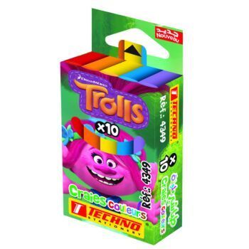 CRAIE COULEUR DE 10 PIECES MOTIF TROLLS "TECHNO" REF: 4349