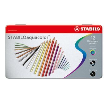 CRAYON DE COULEUR AQUARELLABLE AQUACOLOR BOITE EN METAL DE 12 PCS "STABILO" REF:1612-5