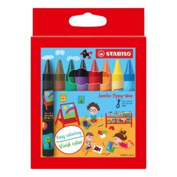 CRAYON DE COULEURS A CIRE YIPPY-WAX JUMBO EN BOITE DE 8 PIECES "STABILO" REF:2808J