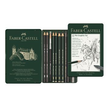 CRAYON PITT GRAPHITE BOITE METALLIQUE DE 11 PIECES "FABER CASTELL" REF: 112972