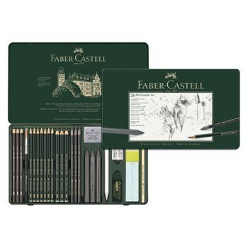 CRAYON PITT GRAPHITE BOITE METALLIQUE DE 26 PIECES "FABER CASTELL" REF: 112974