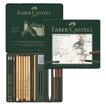 CRAYON PITT MONOCHROME BOITE METALLIQUE DE 21 PIECES "FABER CASTELL" REF: 112976