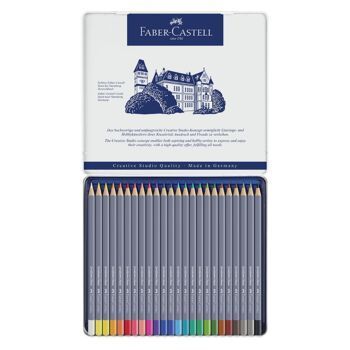CRAYONS DE COULEUR AQUARELLABLES GOLDFABER BOITE METALLIQUE DE 24 "FABER CASTELL" REF: 114624