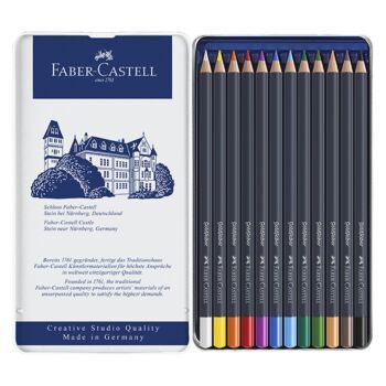 CRAYONS DE COULEUR GOLDFABER BOITE METALLIQUE DE 12 "FABER CASTELL" REF: 114712