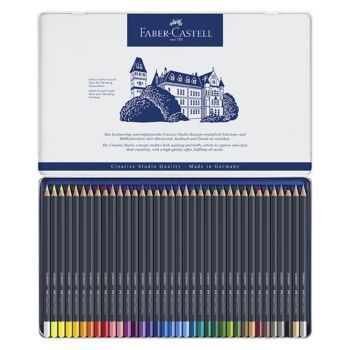CRAYONS DE COULEUR GOLDFABER BOITE METALLIQUE DE 36 "FABER CASTELL" REF: 114736