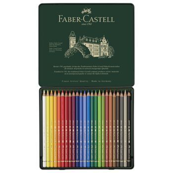 CRAYONS DE COULEUR POLYCHROMOS BOITE METALLIQUE DE 24 "FABER CASTELL" REF: 110024