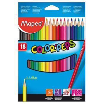 CRAYONS COULEURS COLOR'PEPS CLASSIC DE 18 COULEURS "MAPED" REF: 183218