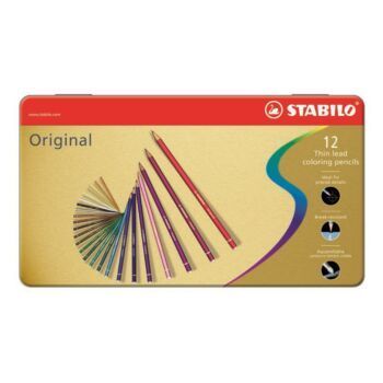 CRAYONS COULEURS DE 12 COULEURS ORIGINAL BOITE EN METAL "STABILO" REF: 8773-6