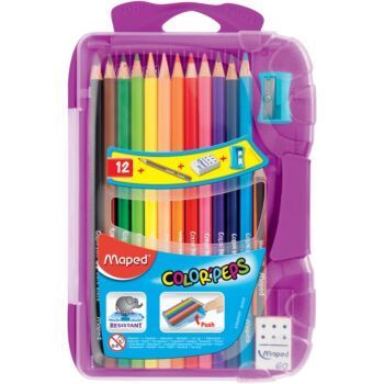 CRAYONS COULEURS DE 12 COULEURS SMART BOXE AVEC 03 FLUO "MAPED" REF: 832032