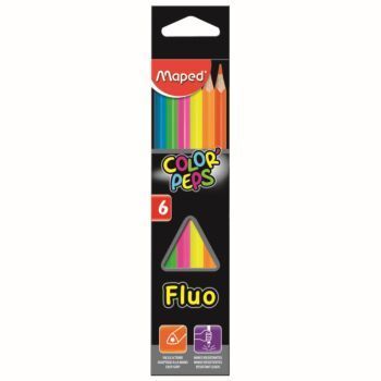 CRAYONS COULEURS FLUO DE 06 COLOR'PEPS "MAPED" REF: 832003