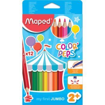 CRAYONS COULEURS MAXI COLOR'PEPS DE 12 COULEURS "MAPED" REF: 834010