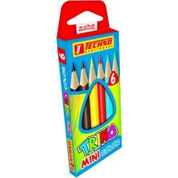 CRAYONS COULEURS TRINO MINI DE 06 COULEURS "TECHNO" REF: 4370