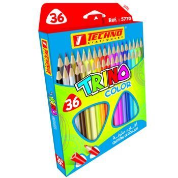 CRAYONS DE COULEUR TRINO LONG BOITE DE 36 PIECES "TECHNO" REF: 5770