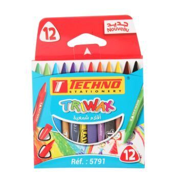 CRAYONS DE COULEURS A LA CIRE DE 12 COULEURS "TECHNO" REF: 5791
