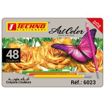 CRAYONS DE COULEURS ARTCOLOR BOITE METALE DE 48 PIECES "TECHNO" REF: 6023