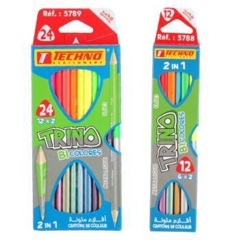 CRAYONS DE COULEURS TRINO BICOLOR METAL FLUOS "TECHNO"