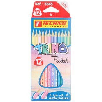 CRAYONS DE COULEURS TRINO PASTEL BOITE DE 12 PIECES "TECHNO" REF: 5845