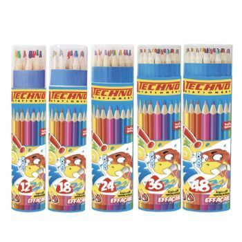 CRAYONS DE COULEURS WOW EFFAÇABLE BOITE RONDE "TECHNO"