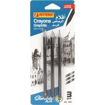 CRAYONS GRAPHITE SANS BOIS CARTE 3 PCS_2B_4B_6B "TECHNO" REF: 4866