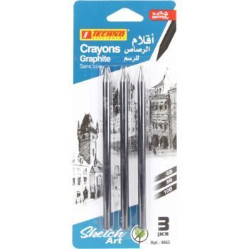 CRAYONS GRAPHITE SANS BOIS CARTE 3 PCS_6B_8B_10B "TECHNO" REF: 4865