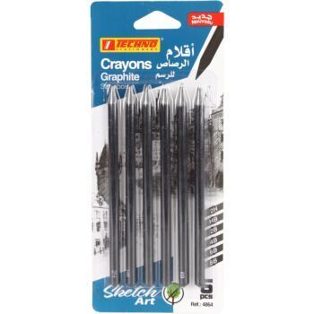 CRAYONS GRAPHITE SANS BOIS CARTE 6 PCS_ 2H_HB_2B_4B_6B_8B "TECHNO" REF: 4864