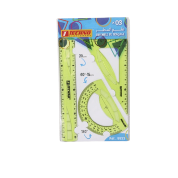 ENSEMBLE DE TRACAGE 03 PCS-20 cm LA COULEUR VERT "TECHNO" REF: 9933