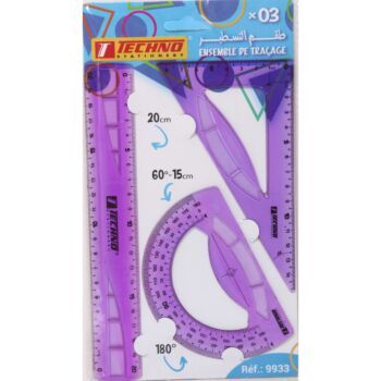 ENSEMBLE DE TRACAGE 03 PCS-20 cm LA COULEUR VIOLET "TECHNO" REF: 9933