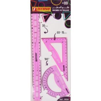 ENSEMBLE DE TRACAGE 03 PCS-30 cm LA COULEUR ROSE "TECHNO" REF: 9934
