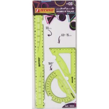 ENSEMBLE DE TRACAGE 03 PCS-30 cm LA COULEUR VERT "TECHNO" REF: 9934