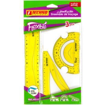 ENSEMBLE DE TRACAGE FLEXIBLE DE 03 PIECES JAUNE "TECHNO" REF: 4531