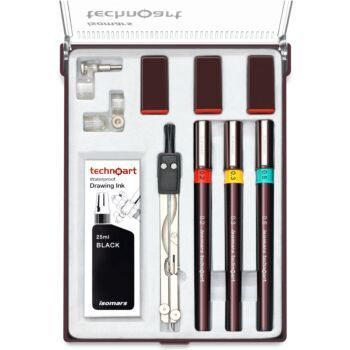 ENSEMBLE STYLO A DESSIN TECHNIQUE DE 03 PCS "ISOMARS" REF: SET03