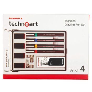 ENSEMBLE STYLO A DESSIN TECHNIQUE DE 04 PCS "ISOMARS" REF: SET04