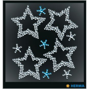 ETIQUETTES CRYSTAL ETOILE ARGENT ET BLEU "HERMA" REF: 15388
