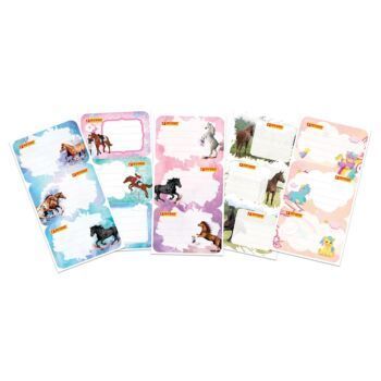 ETIQUETTES SCOLAIRES ADHESIVES EN POLY-BAG/15 PIECES CHEVAUX "TECHNO" REF: 9342