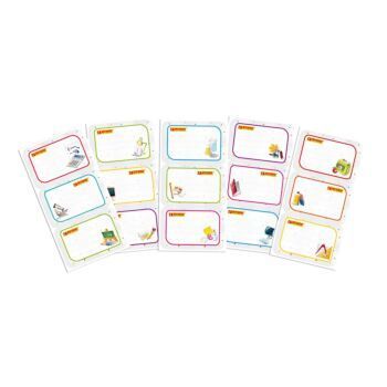 ETIQUETTES SCOLAIRES ADHESIVES EN POLY-BAG/15 PIECES SCHOOL "TECHNO" REF: 9342
