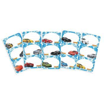 ETIQUETTES SCOLAIRES ADHESIVES EN POLY-BAG/15 PIECES VOITURE "TECHNO" REF: 9342