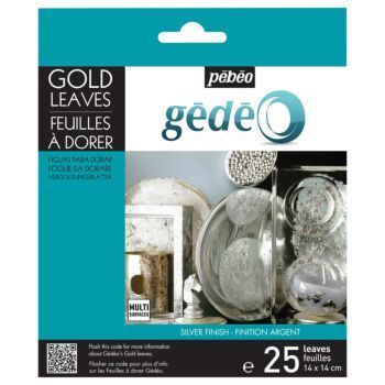 FEUILLE A DORER ARGENT 14 x 14 cm PAQUET DE 25 FEUS "PEBEO" REF: 766543