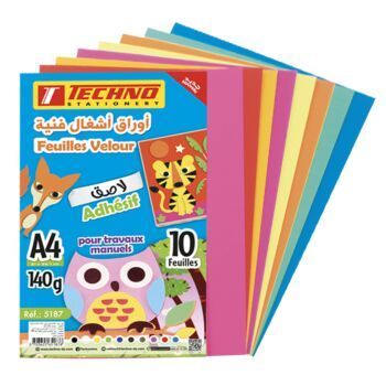 PAPIER ONDULE PAILETTE A4 PAQUET 10 COULEURS "TECHNO" REF: 5188