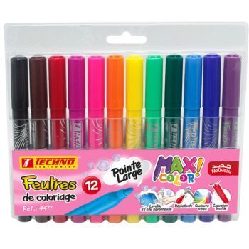FEUTRE DE COLORIAGE JUMBO POCHETTE DE 12 PCS ROSE "TECHNO" REF: 4477