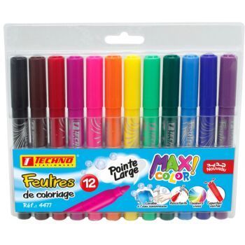 FEUTRE DE COLORIAGE JUMBO POCHETTE DE 12 PCS BLEU "TECHNO" REF: 4477