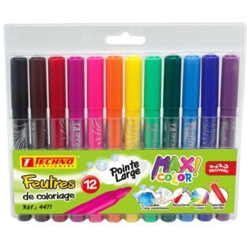 FEUTRE DE COLORIAGE JUMBO POCHETTE DE 12 PCS VERT "TECHNO" REF: 4477
