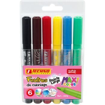 FEUTRE DE COLORIAGE JUMBO POCHETTE DE 6 PCS ROSE "TECHNO" REF: 4476
