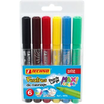 FEUTRE DE COLORIAGE JUMBO POCHETTE DE 6 PCS BLEU "TECHNO" REF: 4476
