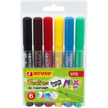 FEUTRE DE COLORIAGE JUMBO POCHETTE DE 6 PCS "TECHNO" REF: 4476