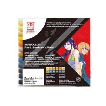 FEUTRE FINE & BRUSH POCHETTE DE 12 COULEURS MUTED TONE "Kuretake" REF: CNKC-2200/12VHM