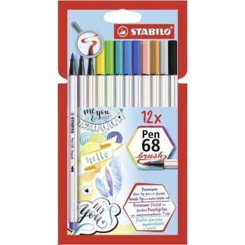 FEUTRE PINCEAU PEN 68 BRUSH EN POCHETTE DE 12 PCS "STABILO" REF: 568/12-21