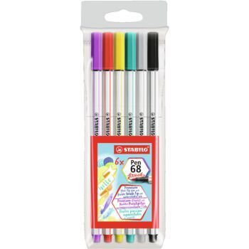 FEUTRE PINCEAU PEN 68 BRUSH EN POCHETTE DE 6 PCS STABILO REF: 568/06-11
