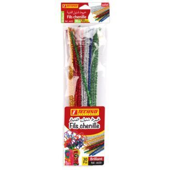 FIL CHENILLE SOUS BLISTER DE 30 PIECES "TECHNO"